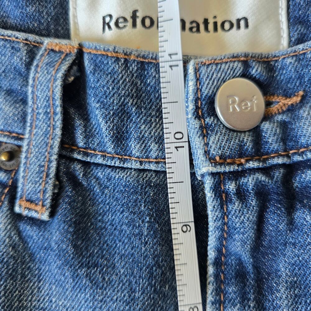 Reformation Julia High-rise Cigarette Slim Fit Ankle Jeans Baltic Blue Size 25 - Picture 8 of 9